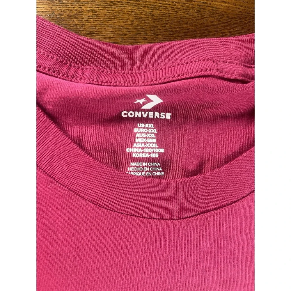 NEW Converse Girls Burgundy Logo With Hearts Graphic Short Sleeve T-Shirt Sz XXL